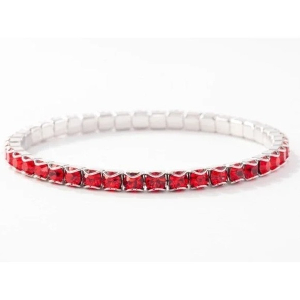 Touchstone Crystal July Birthstone Stretch Bracelet Indian Siam Red Crystal